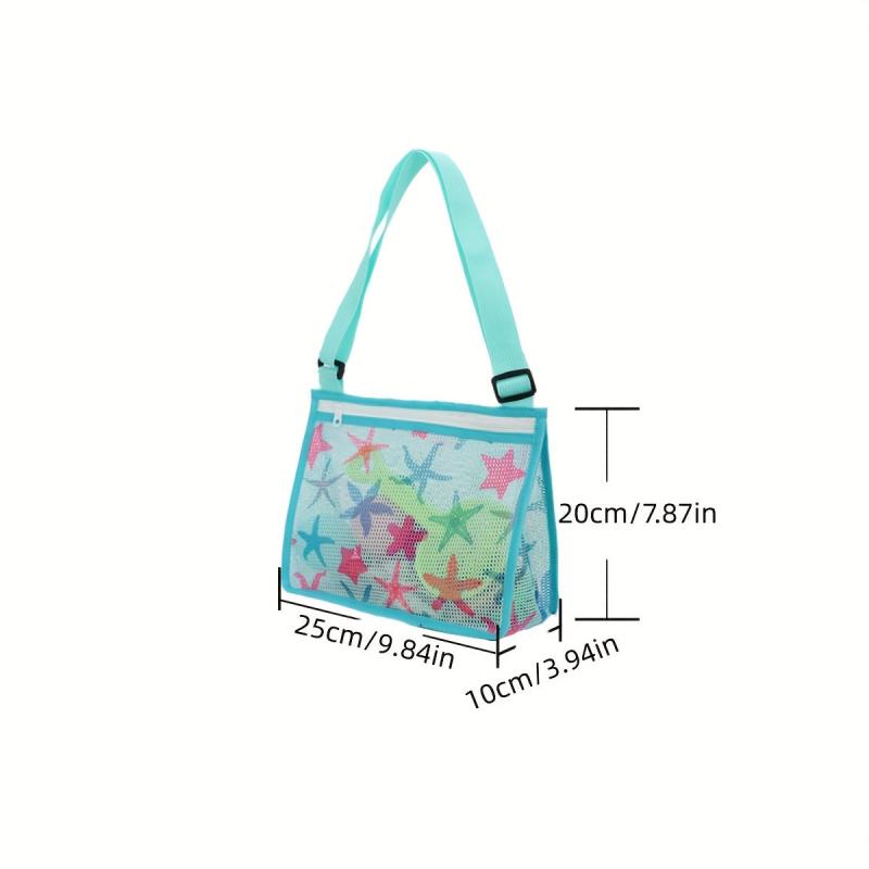 Kids Beach Mesh Bag Sea Animal Prints Shell Collecting Tote