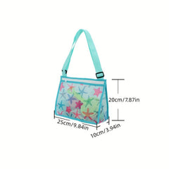 Kids Beach Mesh Bag Sea Animal Prints Shell Collecting Tote