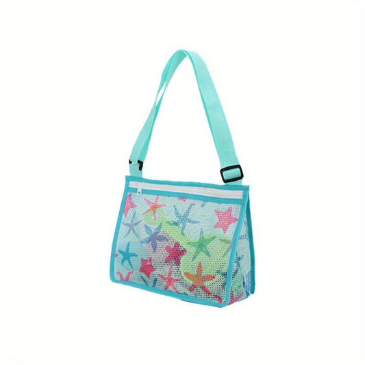Kids Beach Mesh Bag Sea Animal Prints Shell Collecting Tote