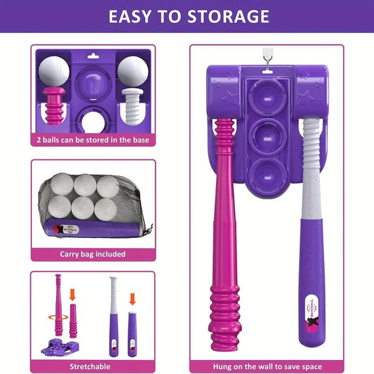 2in1 T Ball Sets For Kids 3 5 5 8 Tee Ball Set With Automatic Pitching Machine