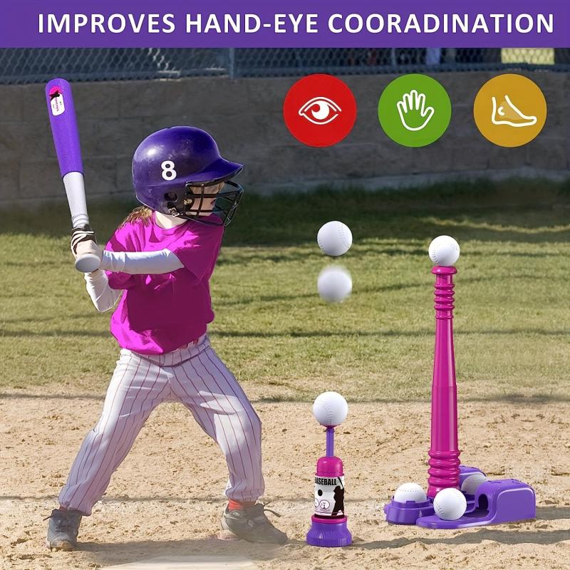 2in1 T Ball Sets For Kids 3 5 5 8 Tee Ball Set With Automatic Pitching Machine