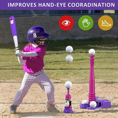 2in1 T Ball Sets For Kids 3 5 5 8 Tee Ball Set With Automatic Pitching Machine
