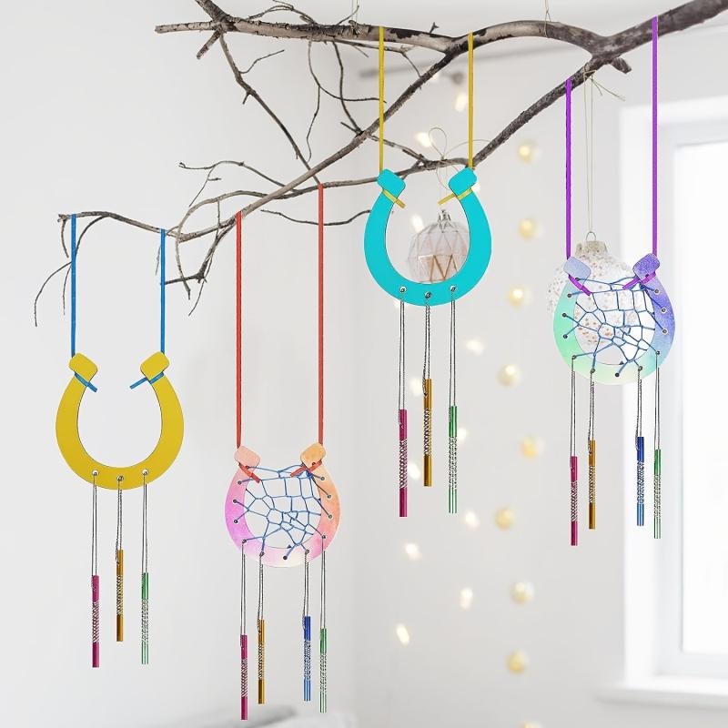 16 Pc Wooden Horseshoe Wind Chimes Set for Kids Birthday Party Crafts