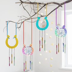 16 Pc Wooden Horseshoe Wind Chimes Set for Kids Birthday Party Crafts