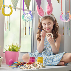 16 Pc Wooden Horseshoe Wind Chimes Set for Kids Birthday Party Crafts