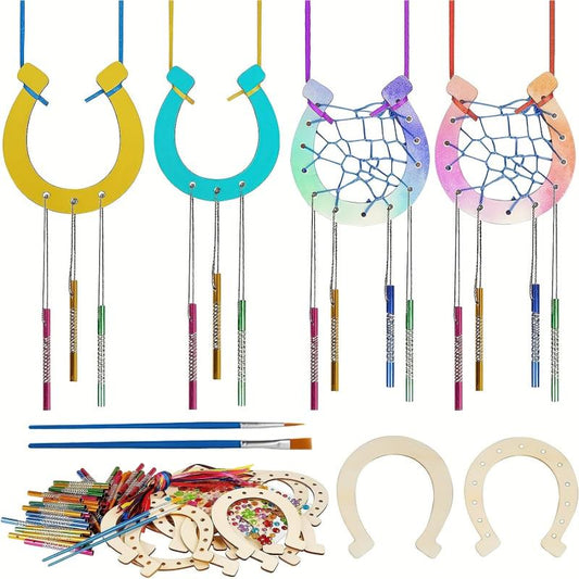 16 Pc Wooden Horseshoe Wind Chimes Set for Kids Birthday Party Crafts