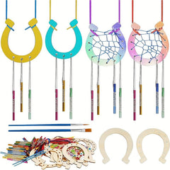 16 Pc Wooden Horseshoe Wind Chimes Set for Kids Birthday Party Crafts