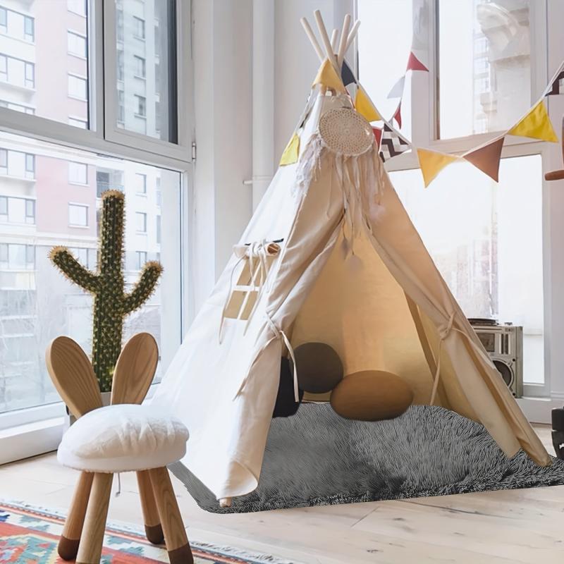 Soft Velvet Rectangle Rug Area Rug for Kids Play Tent Mat Pad