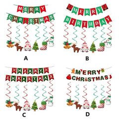 20pcs Christmas Snowflake Pull Flag Snowman Elk Bell Spiral Ornament Set
