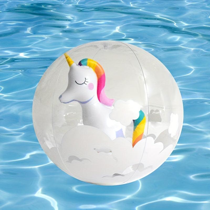 1pc Inflatable Beach Ball Unicorn Flamingo Cartoon Design Medium Ball