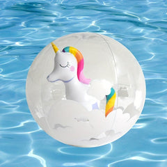 1pc Inflatable Beach Ball Unicorn Flamingo Cartoon Design Medium Ball