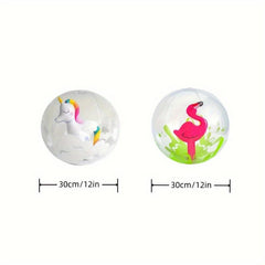 1pc Inflatable Beach Ball Unicorn Flamingo Cartoon Design Medium Ball