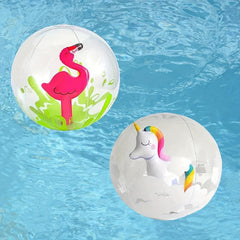 1pc Inflatable Beach Ball Unicorn Flamingo Cartoon Design Medium Ball