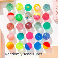 10pcs Colorful Transparent Elastic Bouncing Balls Toy For Children Gift