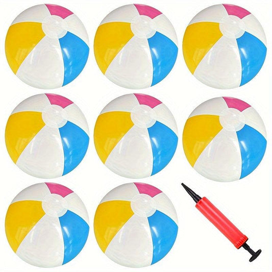 8pcs Inflatable Beach Toy Ball Rainbow Water Play Ball Racket Set