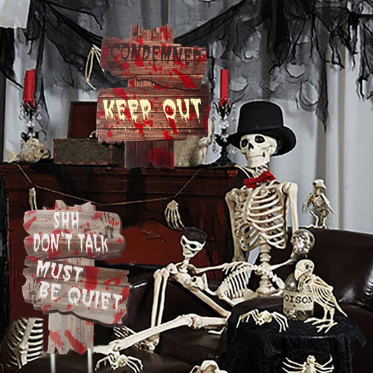 6 Pcs Halloween Yard Signs Outdoor Decor Party Stakes Letters Props