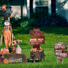 6 Pcs Halloween Yard Signs Outdoor Decor Party Stakes Letters Props