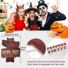 6 Pcs Halloween Yard Signs Outdoor Decor Party Stakes Letters Props