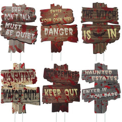 6 Pcs Halloween Yard Signs Outdoor Decor Party Stakes Letters Props