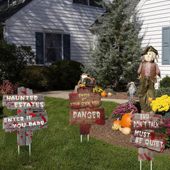 6 Pcs Halloween Yard Signs Outdoor Decor Party Stakes Letters Props