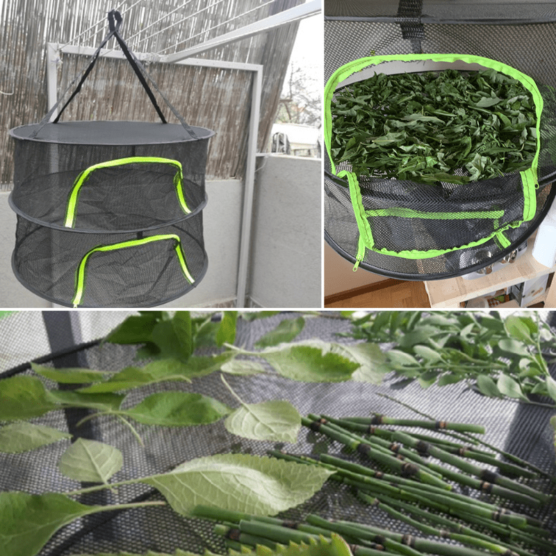 Folding Rack Herbs Drying Net 2 Layers Mesh Dryer Bag