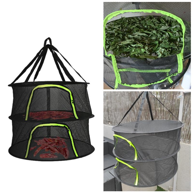 Folding Rack Herbs Drying Net 2 Layers Mesh Dryer Bag