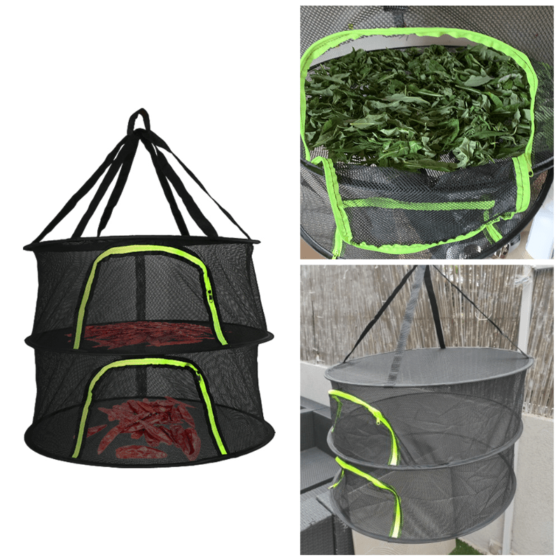 Folding Rack Herbs Drying Net 2 Layers Mesh Dryer Bag