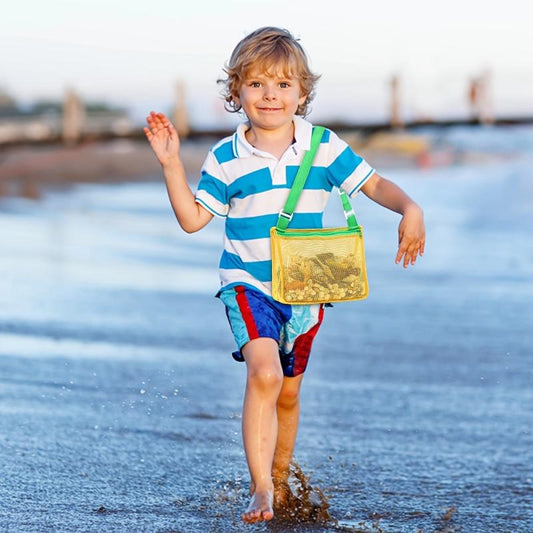 Kids' Colorful Mesh Beach Shell Bags - Ideal for Shell Collecting