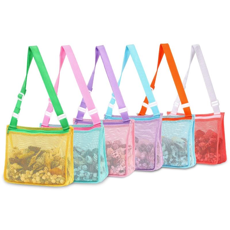 Kids' Colorful Mesh Beach Shell Bags - Ideal for Shell Collecting