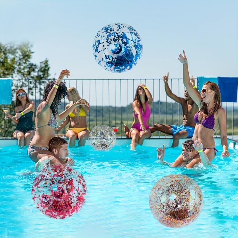 14pcs Sequin Inflatable Beach Ball 15 7inch 23 6inch Including Inflatable Tools