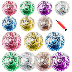 14pcs Sequin Inflatable Beach Ball 15 7inch 23 6inch Including Inflatable Tools