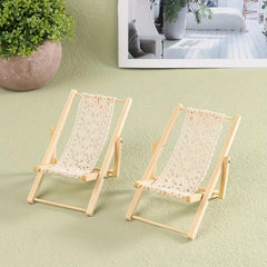 1pc Dollhouse Foldable Deck Chair Mini Furniture Decor