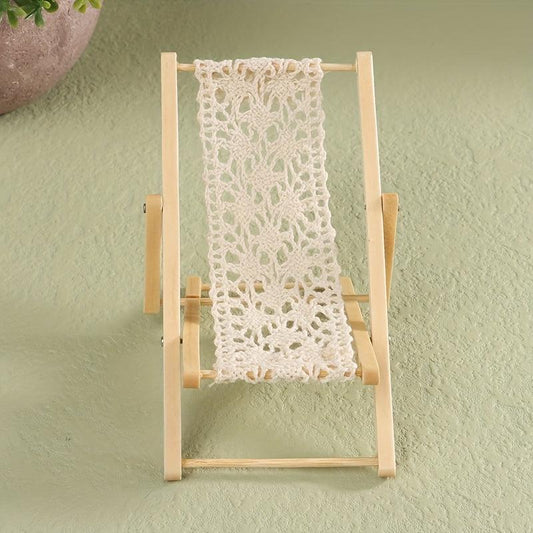 1pc Dollhouse Foldable Deck Chair Mini Furniture Decor