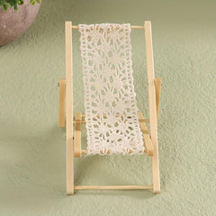 1pc Dollhouse Foldable Deck Chair Mini Furniture Decor