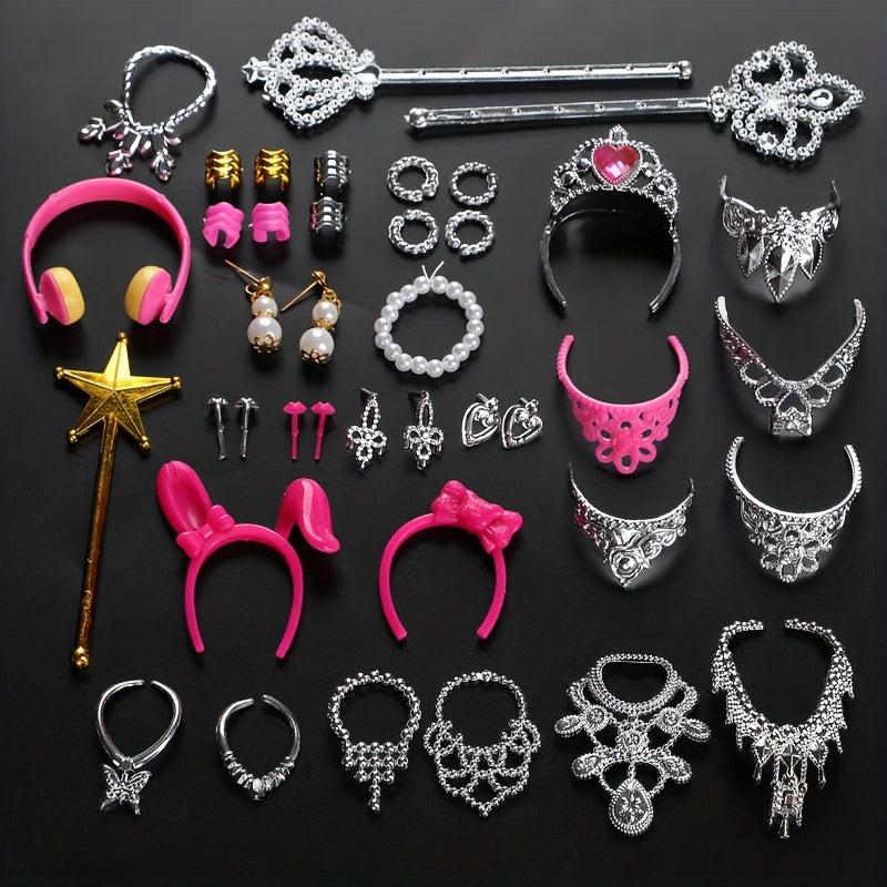 30pcs Doll Accessories Set Glasses Headphones Necklaces Bracelets Rings