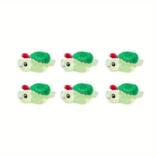 12pcs Mini Christmas Tortoise Figurines Resin Animals Cake Topper Garden Decor