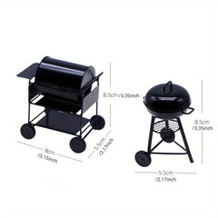 Mini Iron Outdoor BBQ Grill for Doll House Decorations