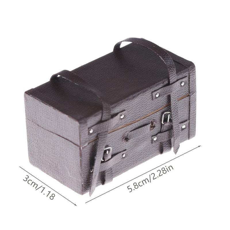 1:12 Dollhouse Brown Vintage Luggage Suitcase Mini Accessory