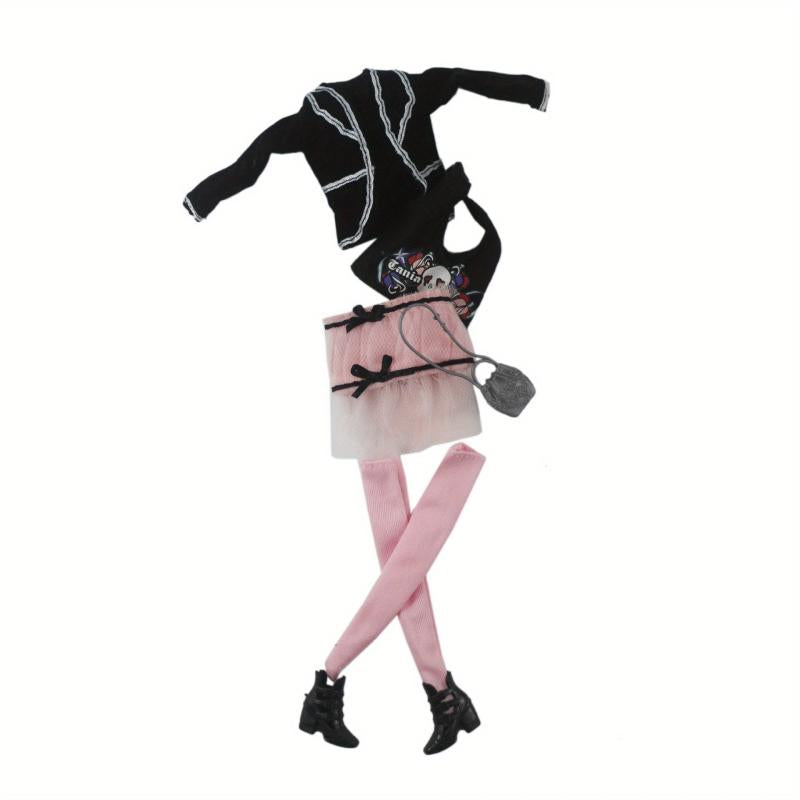 6pcs Doll Outfit Set Tops Bottoms Coats Bags & Shoes