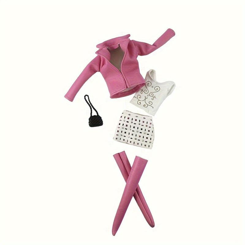 6pcs Doll Outfit Set Tops Bottoms Coats Bags & Shoes