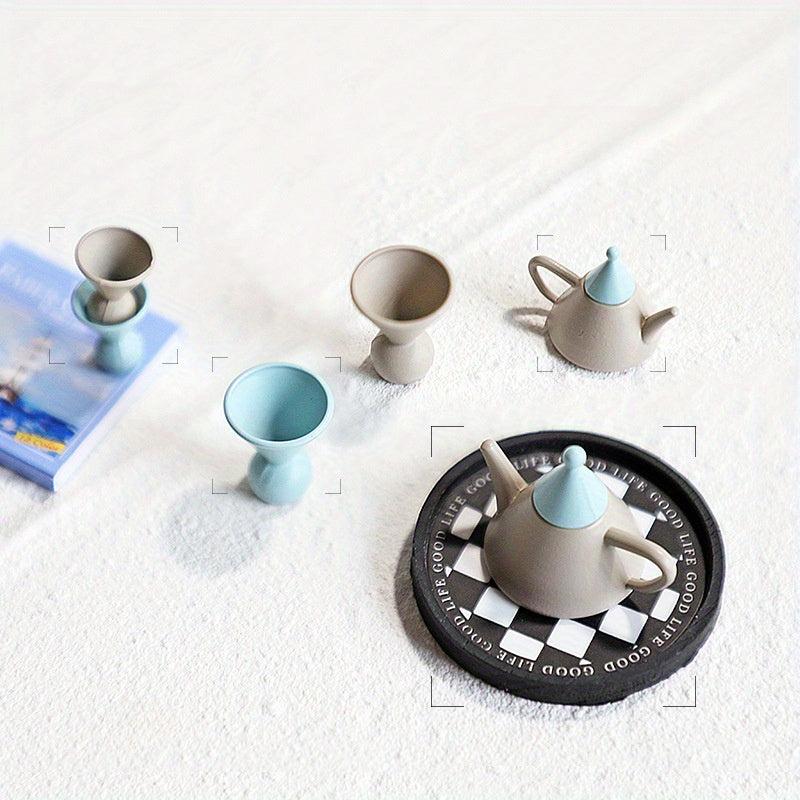 1:12 Scale Dollhouse Teapot Tea Cup Set Kitchen Decor Toy Christmas Gift