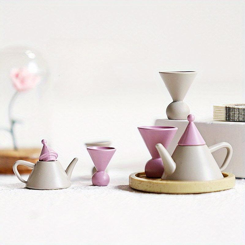 1:12 Scale Dollhouse Teapot Tea Cup Set Kitchen Decor Toy Christmas Gift