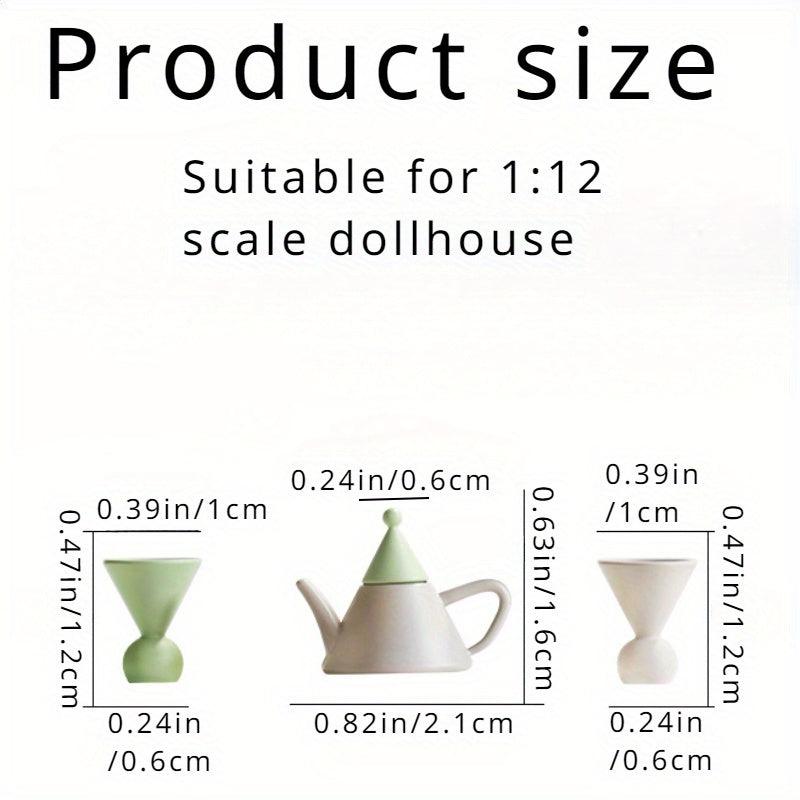 1:12 Scale Dollhouse Teapot Tea Cup Set Kitchen Decor Toy Christmas Gift