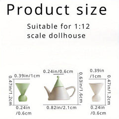 1:12 Scale Dollhouse Teapot Tea Cup Set Kitchen Decor Toy Christmas Gift