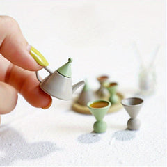 1:12 Scale Dollhouse Teapot Tea Cup Set Kitchen Decor Toy Christmas Gift