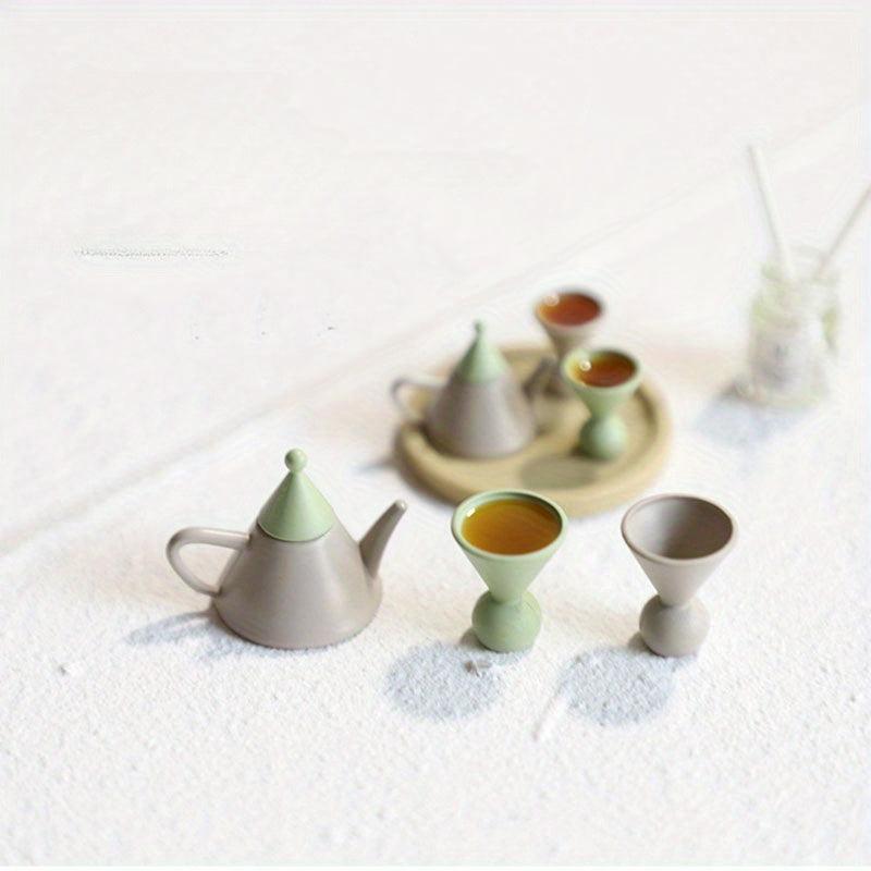 1:12 Scale Dollhouse Teapot Tea Cup Set Kitchen Decor Toy Christmas Gift