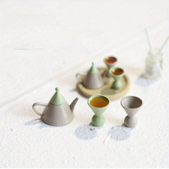 1:12 Scale Dollhouse Teapot Tea Cup Set Kitchen Decor Toy Christmas Gift