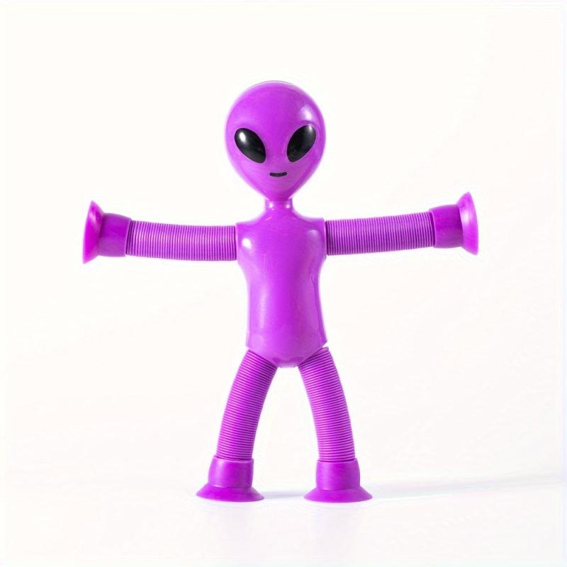 Kids Alien Suction Cup Toys Decompression Telescopic Deformation