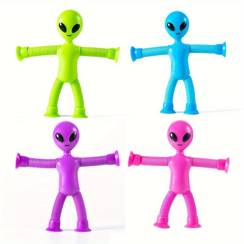 Kids Alien Suction Cup Toys Decompression Telescopic Deformation