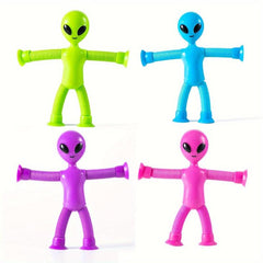 Kids Alien Suction Cup Toys Decompression Telescopic Deformation